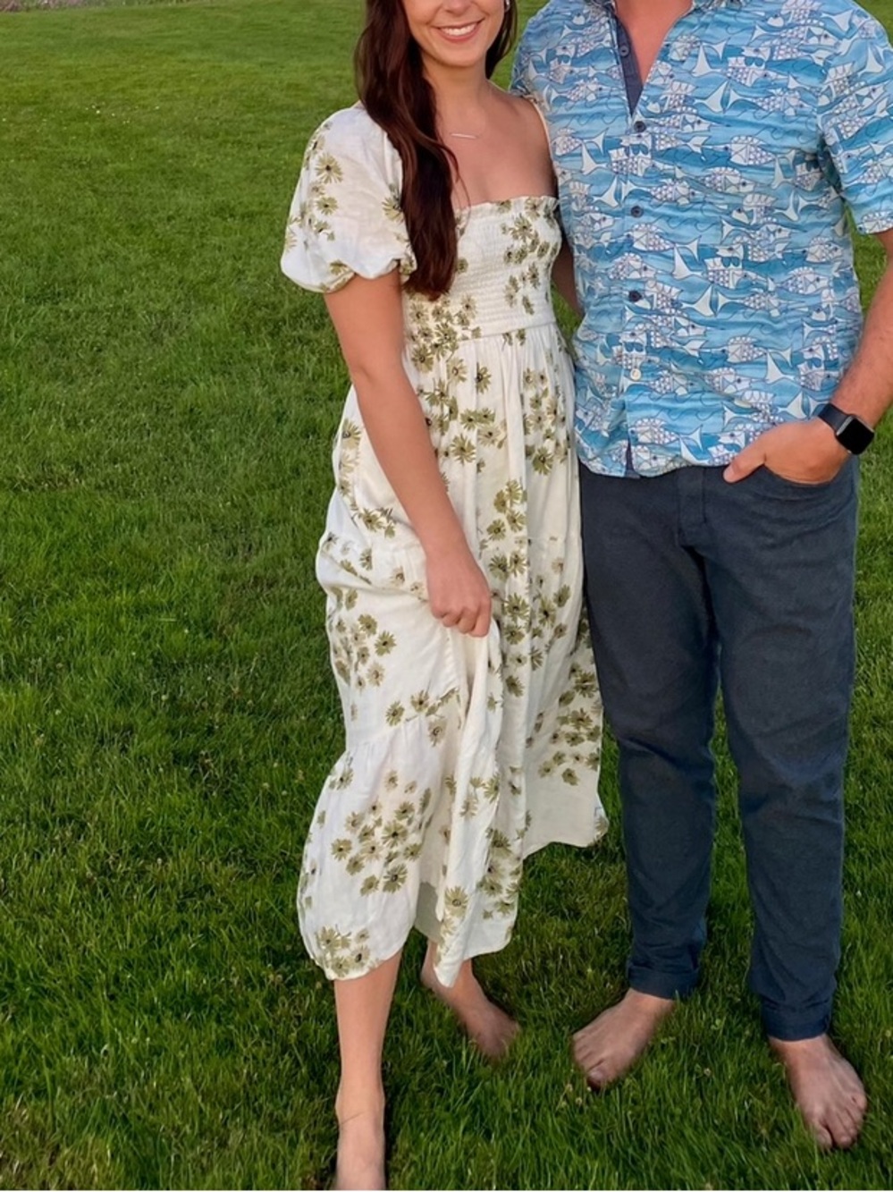 Abercrombie & Fitch Flowy Linen-Blend Midi Dress